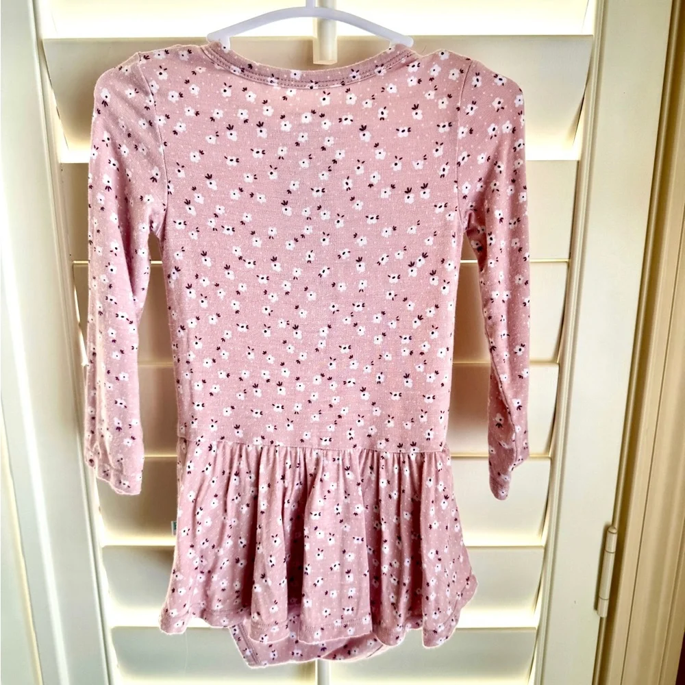 Posh Peanut Bamboo Viscose Floral‎ Peplum Henley Romper Dress Pink 12-18 Months